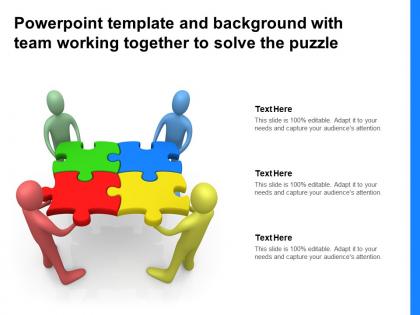 Powerpoint template and background with team working together to solve the puzzle