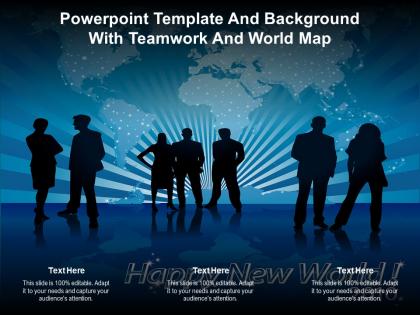 Powerpoint template and background with teamwork and world map