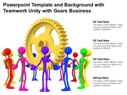 Powerpoint template and background with teamwork unity with gears business