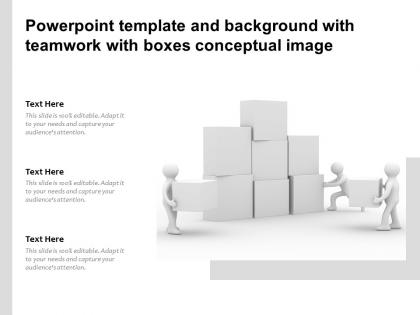 Powerpoint template and background with teamwork with boxes conceptual image