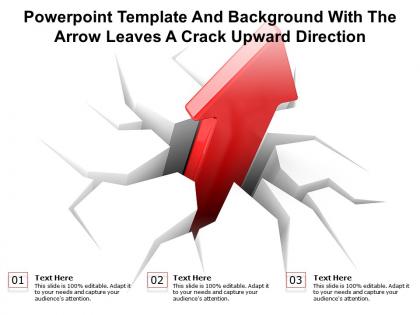 Powerpoint template and background with the arrow leaves a crack upward direction