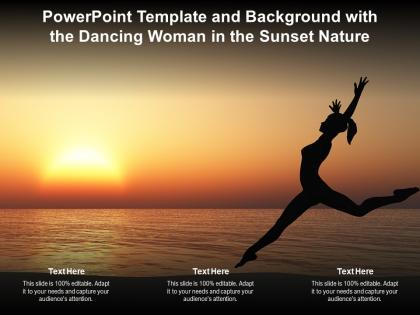 Powerpoint template and background with the dancing woman in the sunset nature