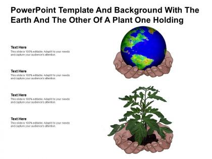 Powerpoint template and background with the earth and the other of a plant one holding