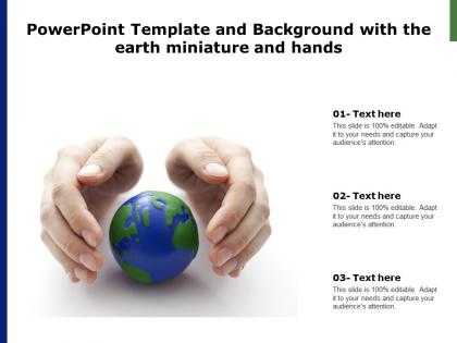 Powerpoint template and background with the earth miniature and hands