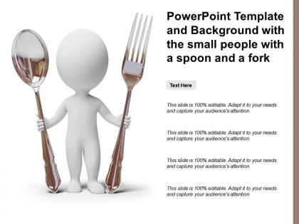 Powerpoint template and background with the small people with a spoon and a fork