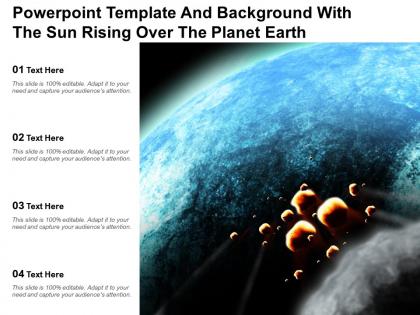 Powerpoint template and background with the sun rising over the planet earth