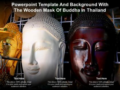 Powerpoint template and background with the wooden mask of buddha in thailand