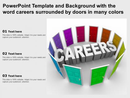 Powerpoint template and background with the word careers surrounded by doors in many colors