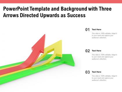 Powerpoint template and background with three arrows directed upwards as success