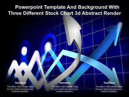 Powerpoint template and background with three different stock chart 3d abstract render