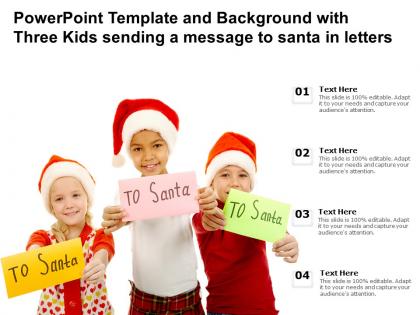 Powerpoint template and background with three kids sending a message to santa in letters