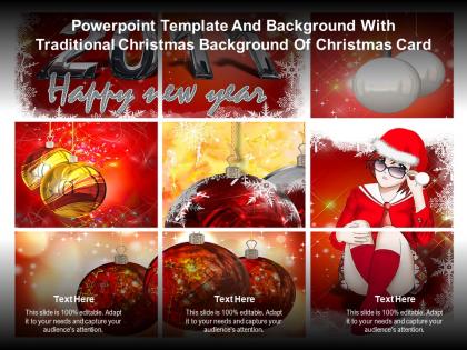 Powerpoint template and background with traditional christmas background of christmas card