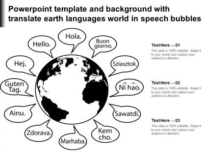 Powerpoint template and background with translate earth languages world in speech bubbles