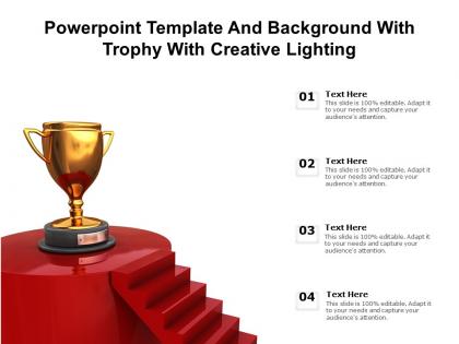 Powerpoint template and background with trophy with creative lighting
