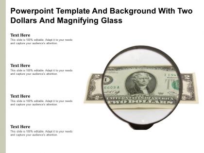 Powerpoint template and background with two dollars and magnifying glass