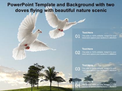Powerpoint template and background with two doves flying with beautiful nature scenic