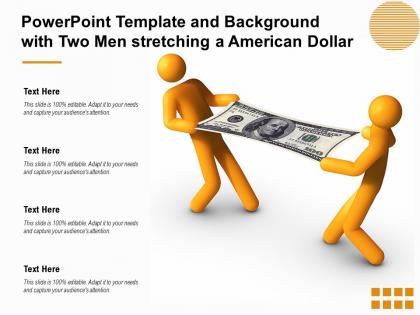 Powerpoint template and background with two men stretching a american dollar
