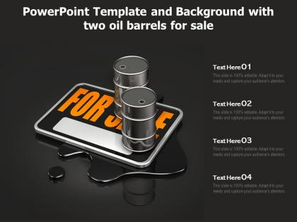 Powerpoint template and background with two oil barrels for sale