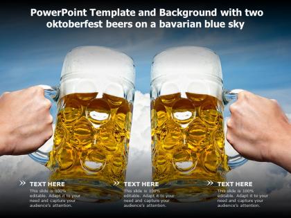 Powerpoint template and background with two oktoberfest beers on a bavarian blue sky