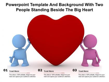 Powerpoint template and background with two people standing beside the big heart