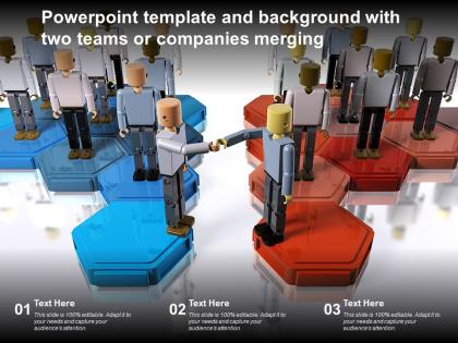 Powerpoint template and background with two teams or companies merging