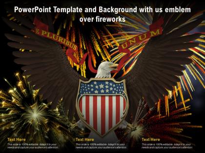 Powerpoint template and background with us emblem over fireworks