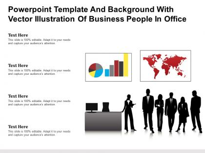 Powerpoint template and background with vector illustration of business people in office