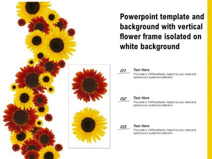 Powerpoint template and background with vertical flower frame isolated on white background
