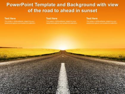 Powerpoint template and background with view of the road to ahead in sunset