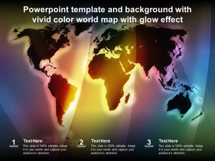 Powerpoint template and background with vivid color world map with glow effect
