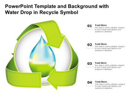 Powerpoint template and background with water drop in recycle symbol