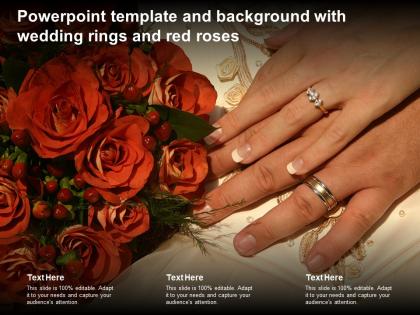 Powerpoint template and background with wedding rings and red roses