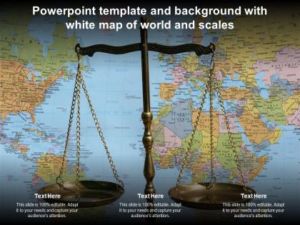Powerpoint template and background with white map of world and scales