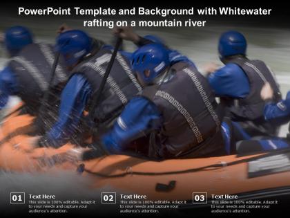 Powerpoint template and background with whitewater rafting on a mountain river