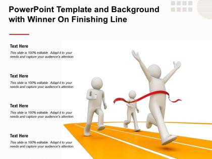 Powerpoint template and background with winner on finishing line