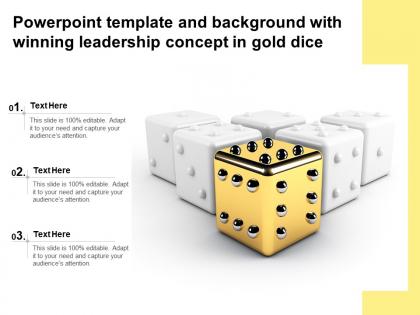 Powerpoint template and background with winning leadership concept in gold dice