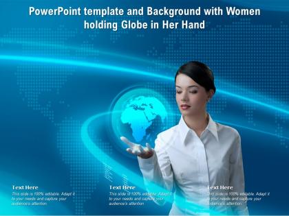 Powerpoint template and background with women holding globe in her hand