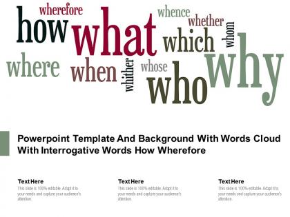 Powerpoint template and background with words cloud with interrogative words how wherefore