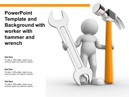 Powerpoint template and background with worker with hammer and wrench