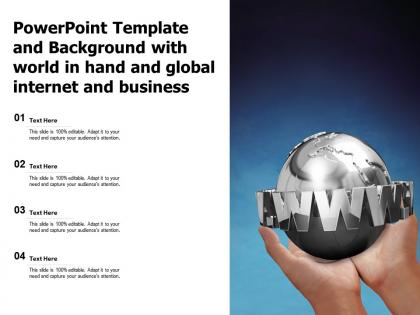 Powerpoint template and background with world in hand and global internet and business