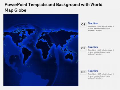 Powerpoint template and background with world map globe