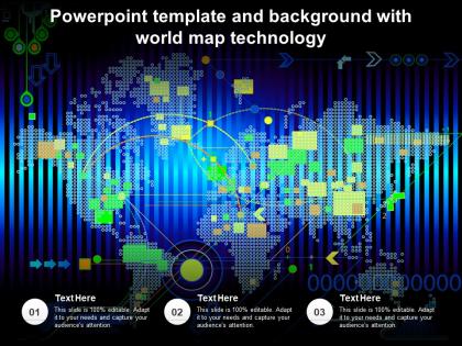Powerpoint template and background with world map technology