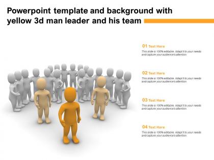 Powerpoint template and background with yellow 3d man leader and his team