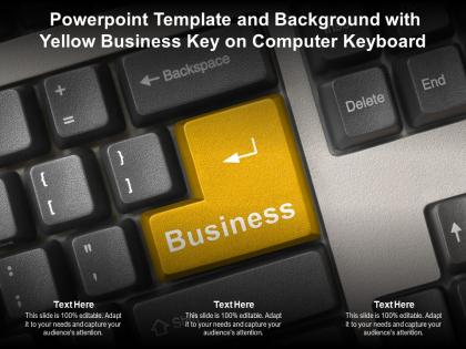 Powerpoint template and background with yellow business key on computer keyboard