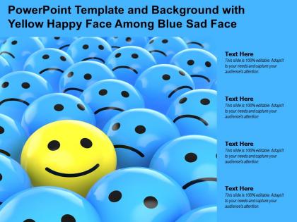 Powerpoint template and background with yellow happy face among blue sad face