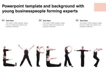 Powerpoint template and background with young businesspeople forming experts
