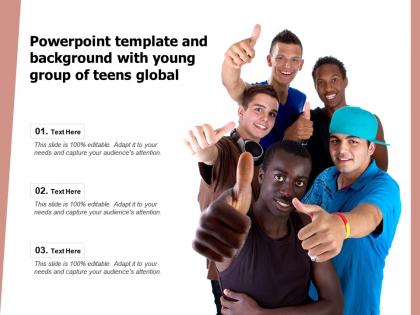 Powerpoint template and background with young group of teens global