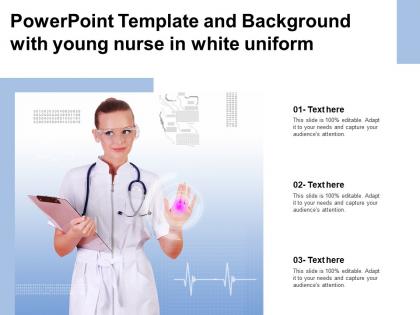 Powerpoint template and background with young nurse in white uniform