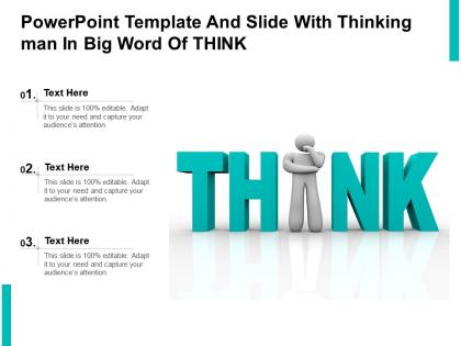 Powerpoint template and slide with thinking man in big word of think