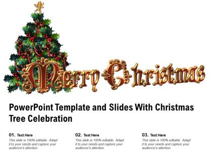 Powerpoint template and slides with christmas tree celebration